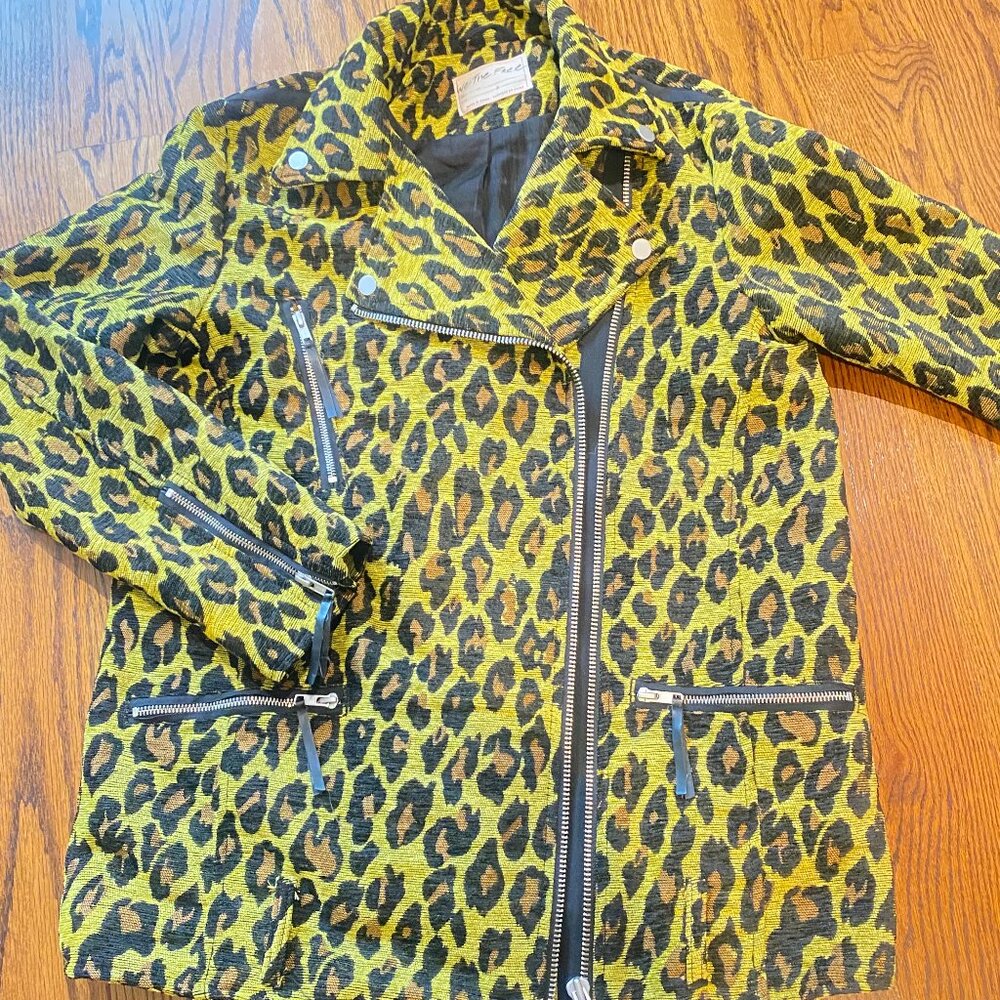 Free People Yellow Leopard Print Coat